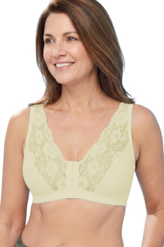 Eden House Ladies Cotton Lace Front Fastening Magic Bra | Easy-Care, Soft & Delicate, Practical & Elegant