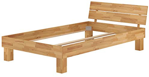Erst-Holz®Einzelbett Buche-Bettgestell Natur massiv 120x200 Futonbett Bettrahmen ohne Zubehör 60.80-12 oR