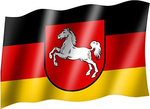 Sportfanshop24 NIEDERSACHSEN Staatsflagge/Landesflagge/Hissflagge mit Ösen, Schwarz, 150x90 cm, sehr gute Qualität