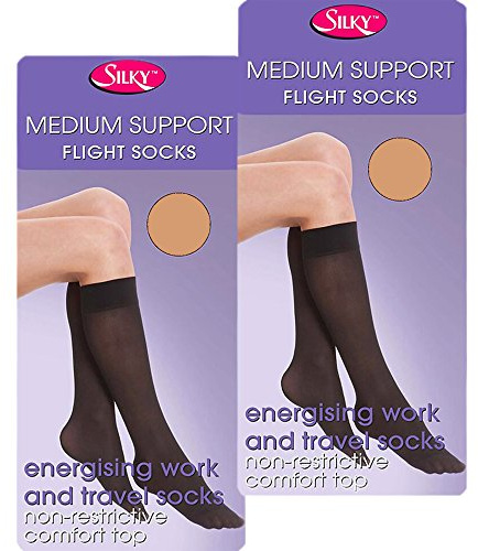 Silky 40 Denier Energising Medium Support Knee High Socks (2 Pair Pack) (Nude)