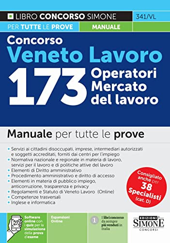Concorso Veneto Lavoro 173 Operatori del Mercato del Lavoro - Manuale per tutte le prove