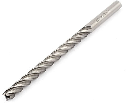 sourcing map Schaftfräser 150mm lang 8mm Schneiden Dia hss-sl | Zylinderschaft, 4Flöten