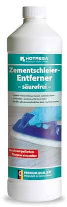 HOTREGA Zementschleierentferner säurefrei 1 L | Marmor & Naturstein | Mörtelresteentferner Konzentrat | Für Travertin, Terrazzo & Kunststein | Zementschleier Entferner ohne Säure bis 250 m²