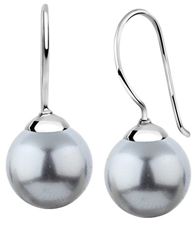 Nenalina Ohrringe Silber 925 Damen mit Glas Perlen 10 mm Grau