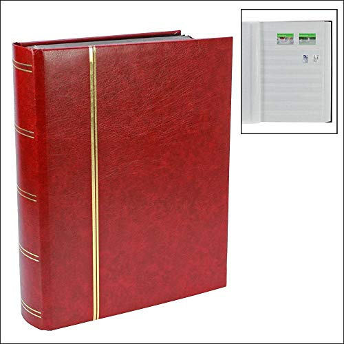 SAFE Briefmarkenalbum mit 64 weißen Seiten in Weinrot | Großes Einsteckbuch in weinroter Leder-Optik mit 64 weißen Seiten, Pergaminstreifen und doppelten Zwischenblättern.