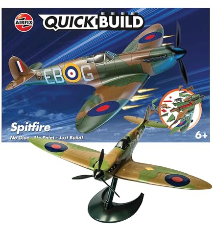 AIRFIX - QUICKBUILD Model Aircraft Kits - J6000 Spitfire Model Building Kit for Kids 6+, Construction Plane Toys for Boys & Girls - Fighter Jet & Toy Aeroplane Sets, Plane Enthusiast Gifts