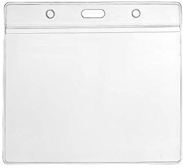 CKB LTD Lot De 10 claire horizontal porte badge transparent en plastique porte-cartes etanche pour d'identité étiquette pour nom, Carte École D'étudiant, Carte de Visite 118 x 110mm Holds 115 x 95mm