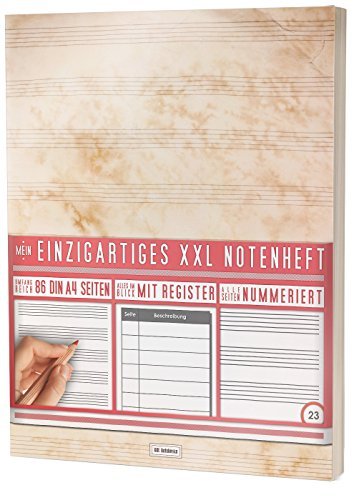 Mein Notenheft / 86 Seiten, 44 Blätter, 12 Systeme / Mit Register und Seitenzahlen / PR301 „Antik“ / DIN A4 Soft Cover