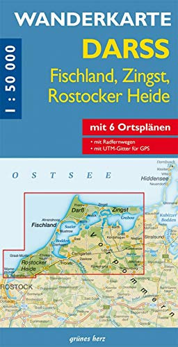 Wanderkarte Darß: Fischland, Zingst, Rostocker Heide. Für GPS mit UTM-Gitter. Mit 6 Ortsplänen. Maßstab 1:50.000. (Wanderkarten 1:50.000)