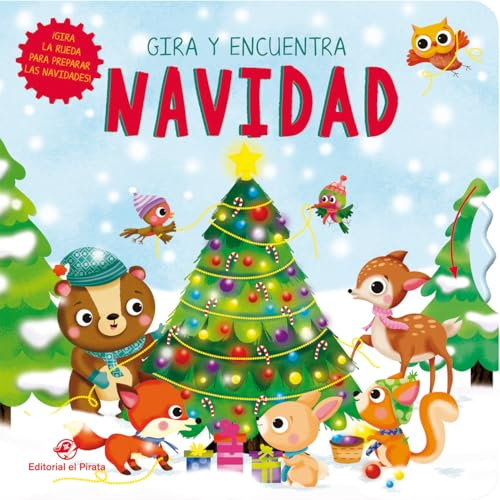 Gira y encuentra - Navidad: Libro cartón con RUEDA para bebés 0-3 años - Papá Noel Navidad Polo Norte Santa Claus - Motricidad: 2