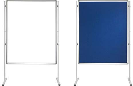FRANKEN Stellwandtafel PRO, Trennwand, beidseitig verwendbar, Filz pinnbar & Schreibtafel lackiert, mit Aluminiumrahmenrahmen, Notiztafel zur Kombination mit Säulen, 180 x 120 cm, grau, SFD800512