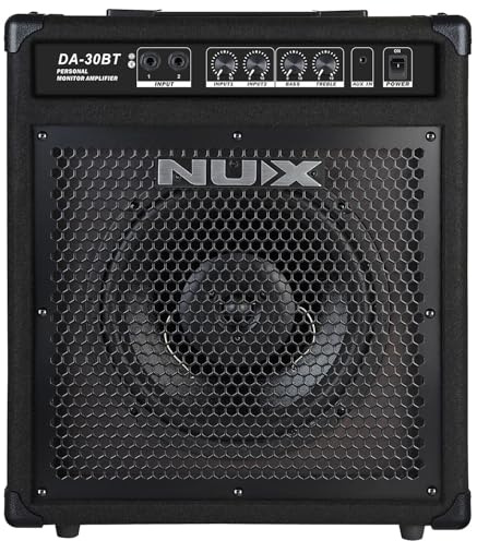 NU-X DA-30BT Persönlicher Monitorverstärker, 30 W, Bluetooth-fähiger, kompakter Drum- und Tastatur-Lautsprecher mit Dual-Eingangskanälen