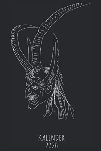 Kalender 2020: Schwarzer schlichter einfacher Jahreskalender Wochenkalender Tageskalender | ca. Din A5 | Wochenansicht | 55 Seiten | Percht Teufel Krampus