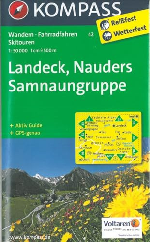 KOMPASS Wanderkarte Landeck - Nauders - Samnaungruppe: Wanderkarte mit Aktiv Guide, alpinen Skirouten und Radrouten. GPS-genau. 1:50000 (KOMPASS-Wanderkarten, Band 42)