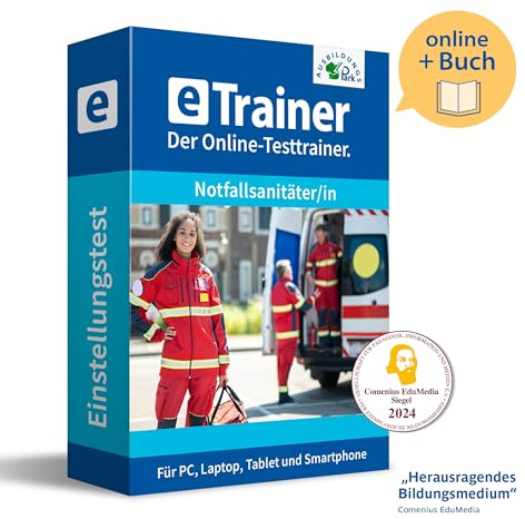 Einstellungstest Notfallsanitäter/in Prüfungspaket | Online-Trainer mit Logik-Buch | Aufgaben mit Antworten und Lösungswegen | Auswahlverfahren erfolgreich bestehen | Deutsch, Wissen, Mathe, Logik …