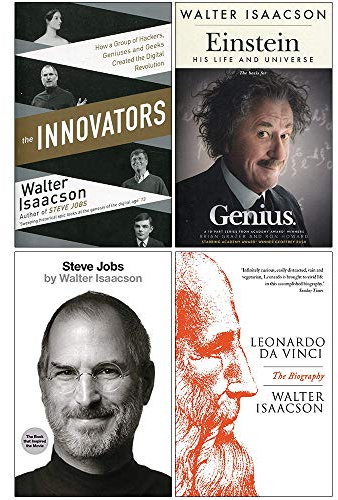 Walter Isaacson Collection 4 Books Set (The Innovators, Einstein His Life and Universe, Steve Jobs, Leonardo Da Vinci)