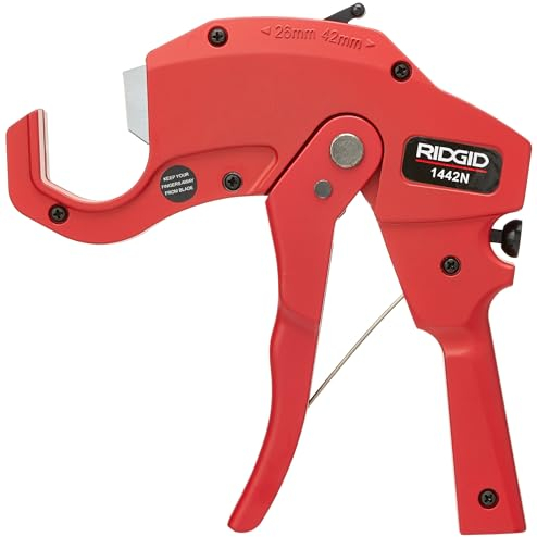 RIDGID 20191 1442N con agarres ergonómicos Cortador de tubos de plástico de trinquete, Cortador de tubos de plástico de 42 mm