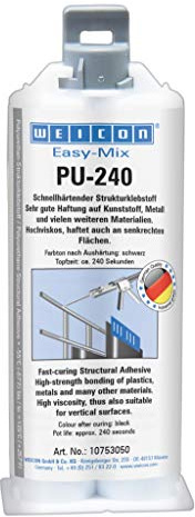 WEICON Easy-Mix PU 240 | 2-Komponenten Polyurethan-Klebstoff, schnellhärtend, schwarz | 2K Polyurethan-Kleber, 2 Komponenten Industriekleber, für Kunststoff, Holz, Holzrissen, Metall, Keramik