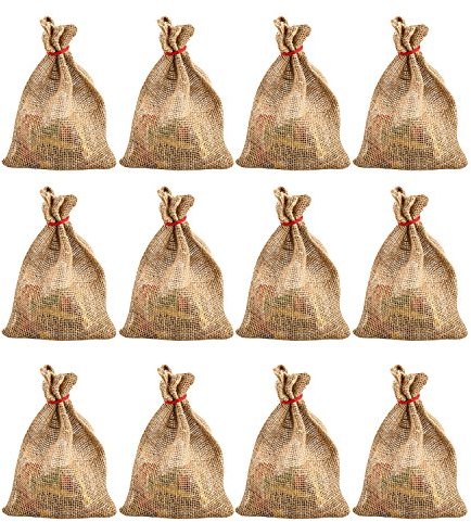 pajoma XXL Geschenkbeutel Jute Beutel Natur 17x25cm Säcke zum Befüllen (12 Beutel)