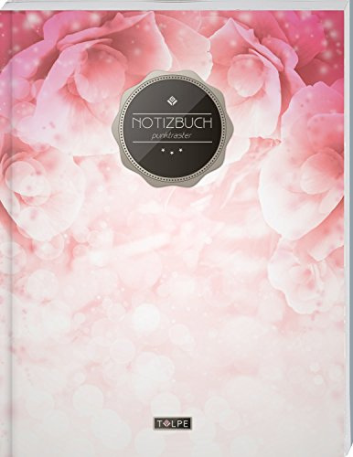 TULPE Punktraster Notizbuch A4 „C033 Rosentraum“ (140+ Seiten, Vintage Softcover, Punktkariertes Papier - Bullet Journal, Dickes Notizheft, Skizzenbuch, Tagebuch, Gepunktete Seiten, Dot Grid Notebook)