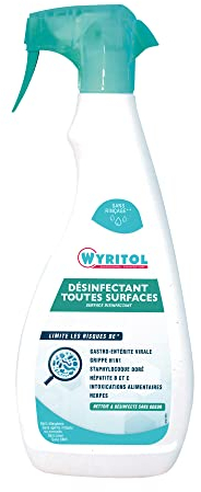 WYRITOL - Spray nettoyant désinfectant - Toutes surfaces - Sans allergènes - Sans rinçage - Bactéricide, fongicide et virucide - 750 ML - Fabrication française