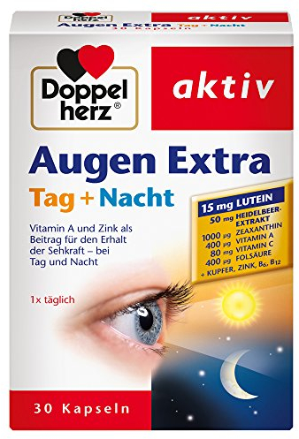 Doppelherz Augen Extra Tag + Nacht – mit Vitamin A und Zink für den Erhalt der normalen Sehkraft – 30 Kapseln (1er Pack)