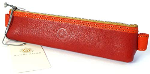 SONNENLEDER - hochwertiges Stiftemäppchen KAFKA Farbe: Rot/Orange *Echtes Leder*