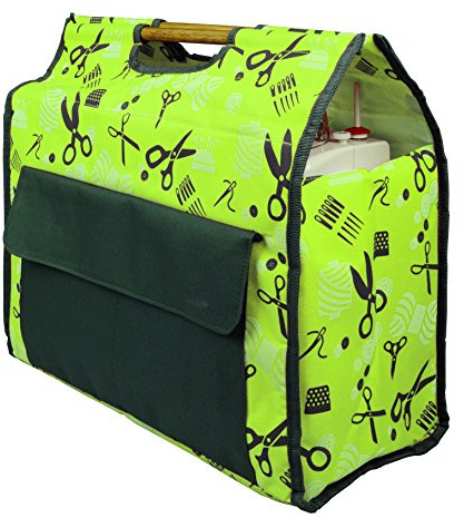 Kleiber Borsa per Macchina da Cucire con Manico in Legno, Tessuto, Verde, 45 x 45 x 21 cm