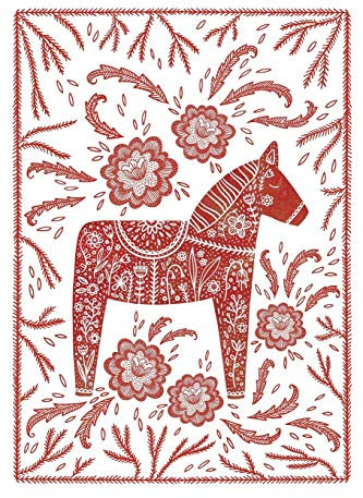 Notes: A Blank Lined Journal with Swedish Dala Horse Cover Art
