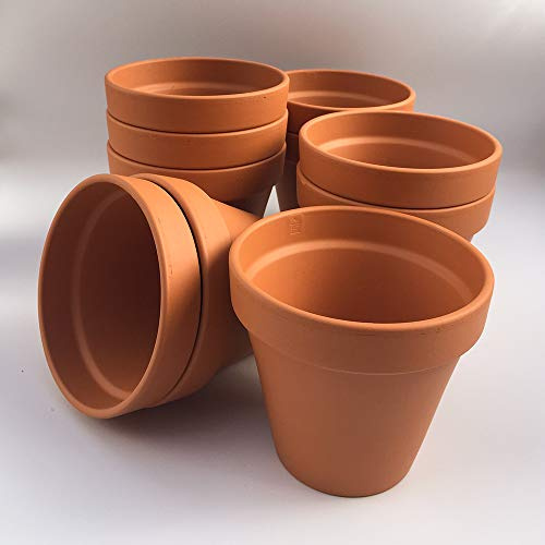 Weston Mill Pottery [F13] Small terracotta plant pots (pack of 10) 132mm diameter x 117mm high
