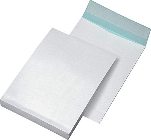 Faltentaschen C4 fadenverstärkt, ohne Fenster, mit 40 mm-Falte und Klotzboden, 140 g/qm, weiß, 100 Stück Ohne Fenster. 140 g/qm, weiß/blau. In das Papier sind Nylonfäden eingearbeitet zur Stabilisierung und Gewährleistung der Reißfestigkeit. Haftklebend - extreme Klebekraft durch Hotmelt-Klebung.