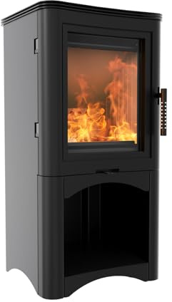 KRATKI Kaminofen aus Stahl Holzofen KOZA K5 7kW Ø150 BImSchV 2 EEK A | Freistehend aus Stahl, schwarz, 76% Wirkungsgrad, Ecodesign, Aschekasten