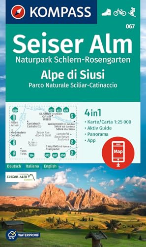 KOMPASS Wanderkarte 067 Seiser Alm, Naturpark Schlern-Rosengarten / Alpe di Siusi, Parco Naturale Sciliar-Catinaccio 1:25.000: 4in1 Wanderkarte, mit ... in der KOMPASS-App. Fahrradfahren. Skitouren.