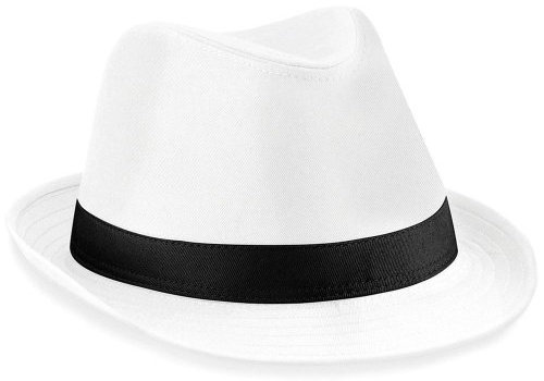 Beechfield Fedora Hat, White / Black, L/XL