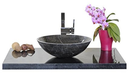 Waschbecken aus Naturstein, ModelRio, Marmor, JinXiang Schwarz Ø42cm