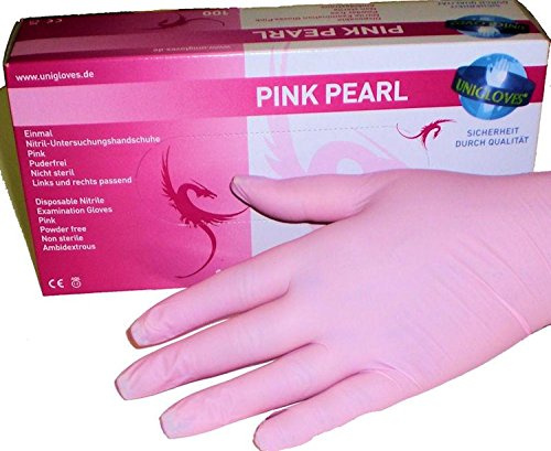 1 Spenderbox = 100 Stk. Nitril-Handschuhe ++PINK-PEARL LATEXFREI++ Größe: XS Farbe für den Studioalltag!