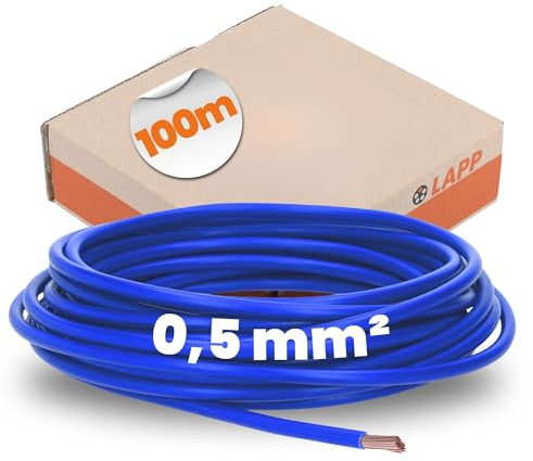 Lapp 4510141 PVC Einzelader H05V-K 0,5 mm² Dunkelblau - 100m Kabelrolle | Flexibles Verdrahtungskabel für Elektroinstallationen, Feinaderleitung als Einzellitze, robuste PVC Stromleitung Blau
