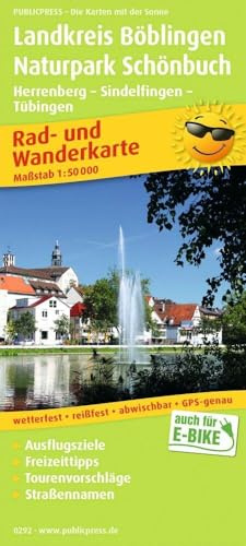Publicpress Rad- und Wanderkarte Landkreis Böblingen, Naturpark Schönbuch, Herrenberg, Sindelfingen, Tübingen 1:50.000: Rad- und Wanderkarte mit ... 1:50000 (Rad- und Wanderkarte: RuWK)