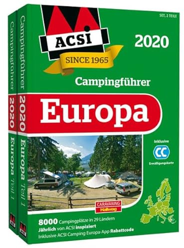 ACSI Internationaler Campingführer Europa 2020: in 2 Bänden inkl. Ermässigungskarte und ACSI Camping Europa-App Rabattcode.