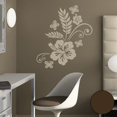 Klebesüchtig A111 Wandtattoo Blumenranke Luna 60cm x 45cm braun - Dekoration - Bad - Wohnzimmer - Aufkleber - Wandsticker
