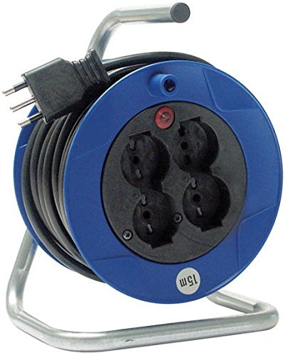Brennenstuhl 1079185 Kabeltrommel 15 m kompaktes ST Italienischer Stecker 10/16 A und 4 Steckdosen italienischen 10/16 A + Schuko