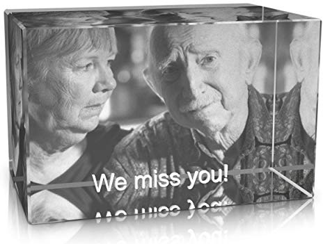 VIP-LASER Glasquader Gedenkkristall mit dem Foto von Deinem verstorbenen Opa/Oma. Dein Wunschfoto für die Ewigkeit Mitten in Glas! Groesse L = 60x40x40mm