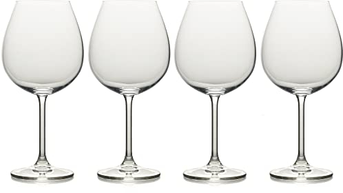 MIKASA Julie Luxury Crystal Red Wine Glasses, 4 Piece, Clear Dishwasher Safe Glasses, 710ml