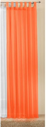 Gardinenbox Schlaufenschal Gardine Uni transparent Voile, 245x140, Orange, 61175