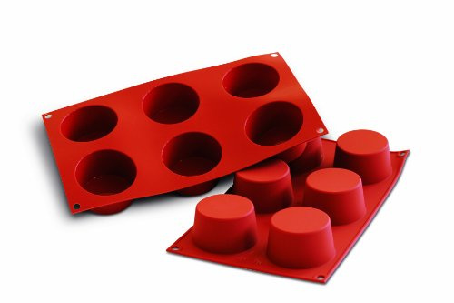 Silikomart 26.102.00.0060 SF102 - SILICONE MOULD N. 6 MUFFIN ø70 H40 MM, Terrakotta | 6 Mulden, antihaftbeschichtet, 1 Kuchenform, hergestellt in Italien
