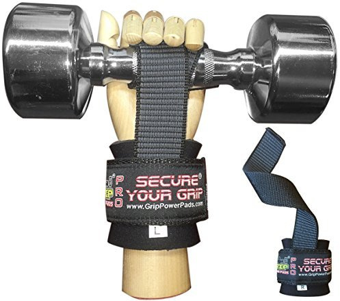 Heavy Duty Lifting Straps Neoprene Padded 1 Pair Wrist Wraps & Rubbery Grip Support Straps with Cotton Coated Rubber on One Side