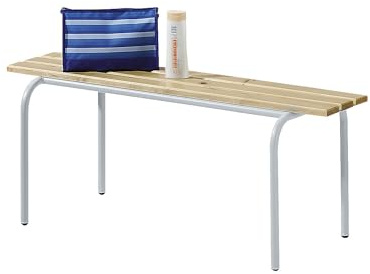 FRANKEL kaiserkraft | Banc pour vestiaires empilable | Lattes en Bois Massif Verni incolore | Longueur 1200 mm | piétement Gris Clair