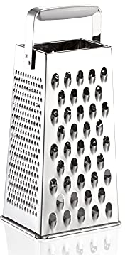 Leifheit Rallador de cuatro caras ComfortLine con 4 superficies para cortar queso, rallador de cocina de acero inoxidable, rallador de queso con asa, Gris (23120)