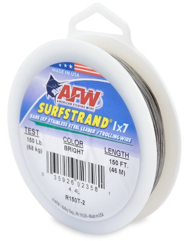 American Fishing Wire Surfstrand 1x7 Stainless Steel Downrigger Wire (No Assembly), 150 Pound Test, Bright Color, 150-Feet