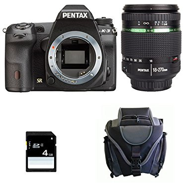Pentax K-3 + SMC DA 18-270mm f/3.5-6.3 Ed SDM + SD 4GB Kit d'appareil-Photo SLR 24,35 MP CMOS 6016 x 4000 Pixels Noir